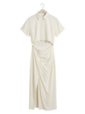 Mika and Gala Shirt Dress Size 12 Short Sleeve Button Up Cutout Front Minimalist